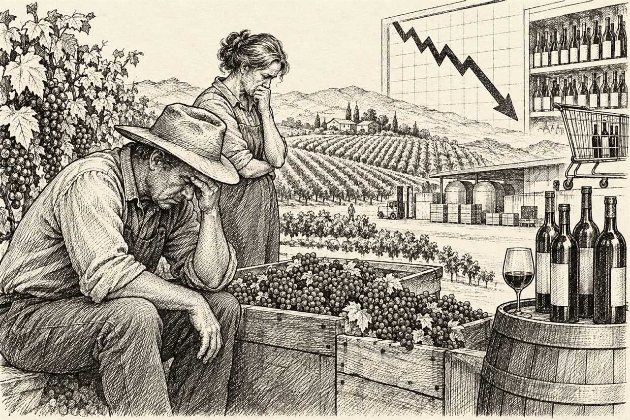 California Grape Growers Face Losses as Wine Sales Plunge